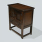 Vintage Oak Pedestal Cupboard Carved Narrow Drawer Double Doors FREE UK Delivery