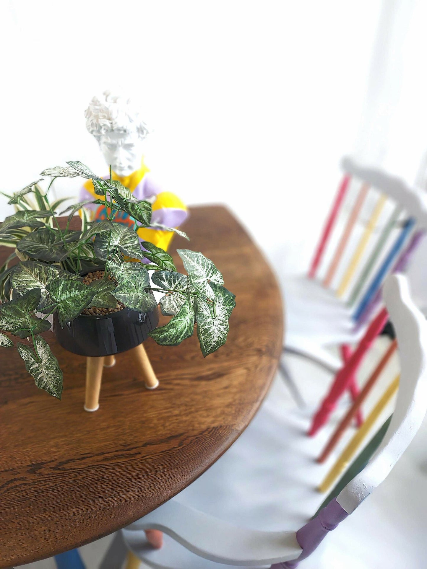 Rainbow Colour Solid Wood Farmhouse Dining Table And Chairs
