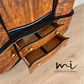 Refurbished Art Deco Burr Walnut Cocktail Cabinet Gold & Black Fan Design, Vintage Bar, Drinks Cabinet, sideboard, 1930s Style, statement