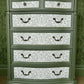 William Morris Style Large chest of drawers. Wood. Handpainted, with decoupage.