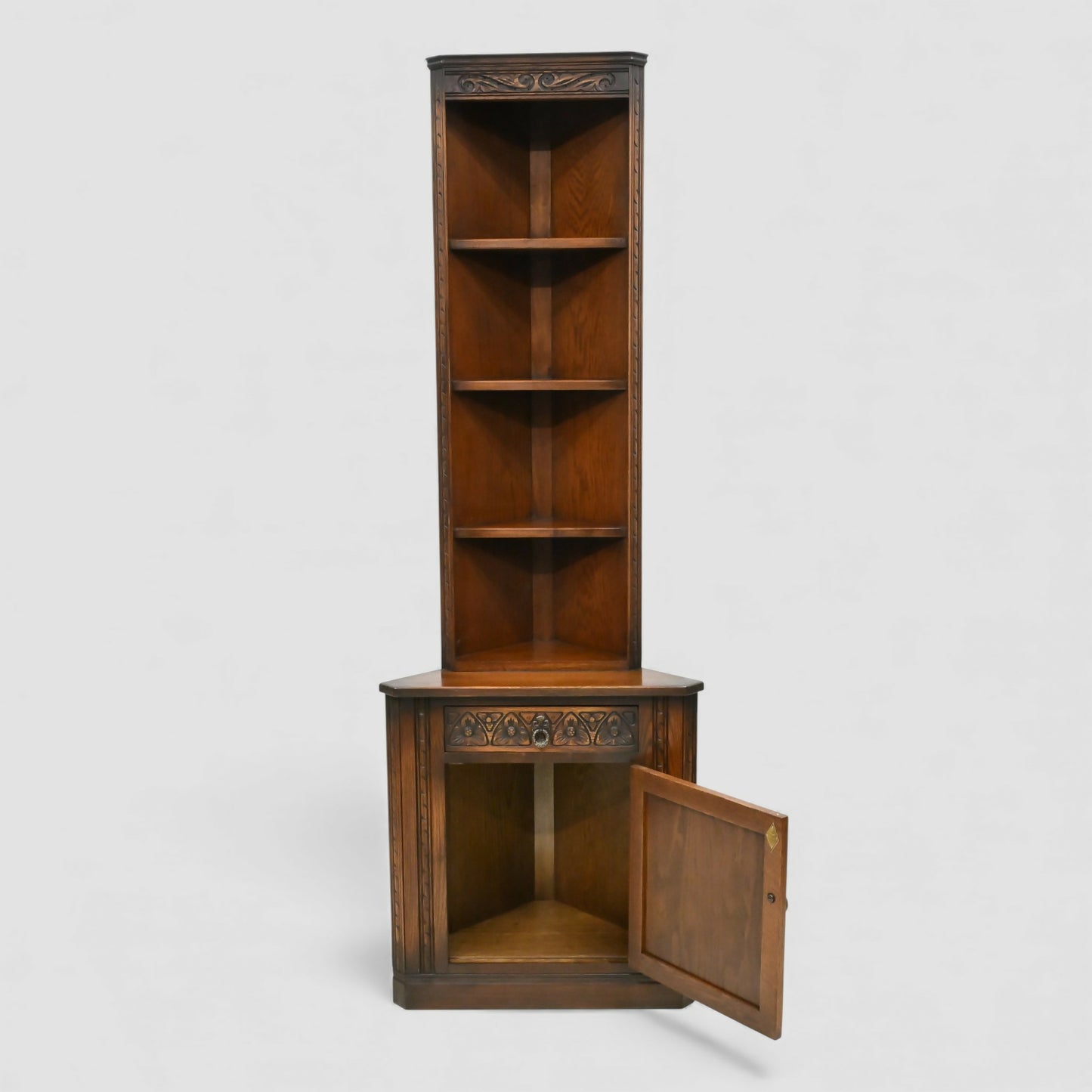 Old Charm Tall Corner Unit with Cupboard and Shelves Carvings FREE UK* Delivery. SBR10977/2509E