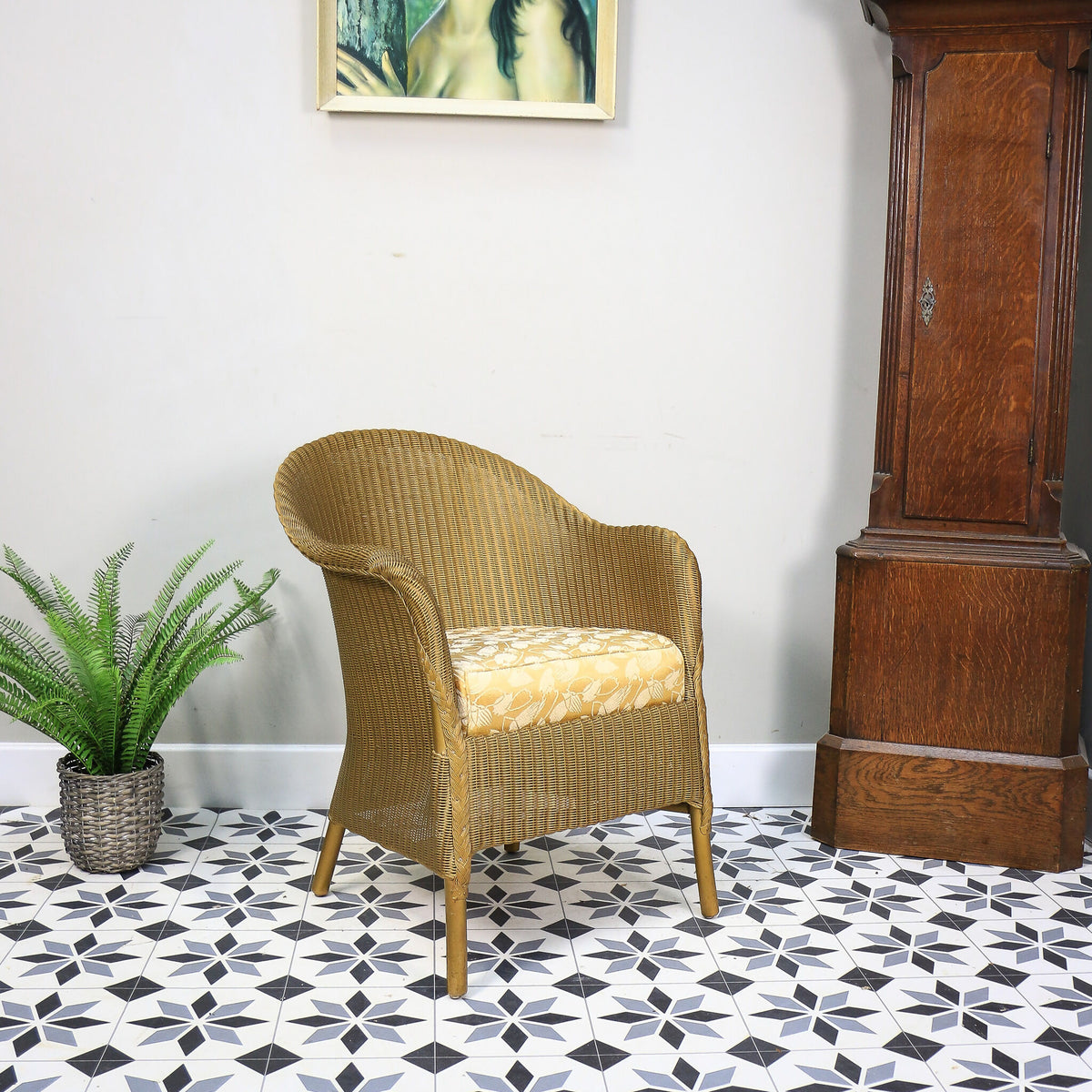 Lloyd Loom Lusty Woven Chair 1950s with Rare Sprung Seat