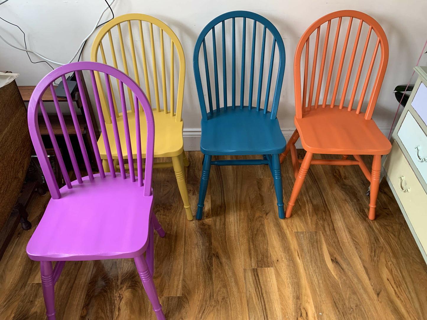 Hand Painted Multi Coloured Dining Chairs