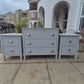 Beautiful bThis stunning large chest of drawers and bedside drawers have been painstakingly transformed using Frenchic paints, waxes and Sheen's. The drawers have been strengthened and lined with gorgeous embossed paper to keep your clothes cosedroom set