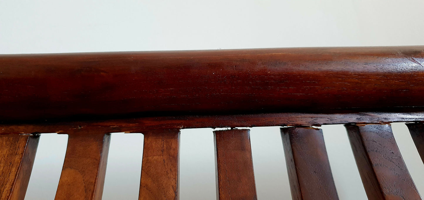 Vintage Carule Stool/Seat Indonesian Teak, Leather Padded Seat Cushion A Beauty!