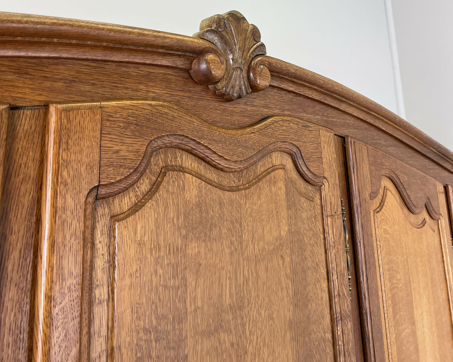 Wardrobe Vintage French Louis XVI Style Oak Five Door Carved Armoire LOT 6397