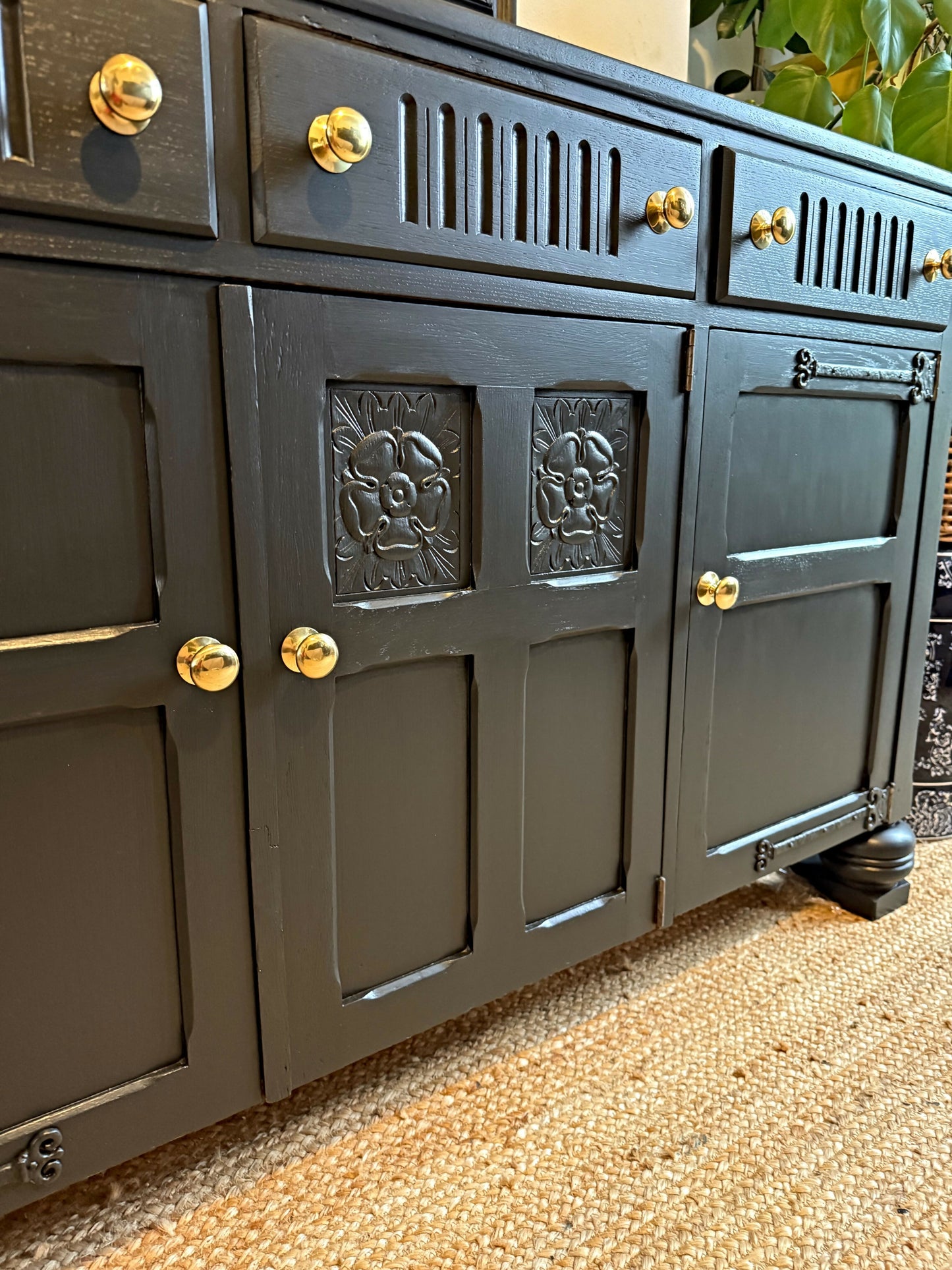 Newly refurbished solid wood sideboard black large