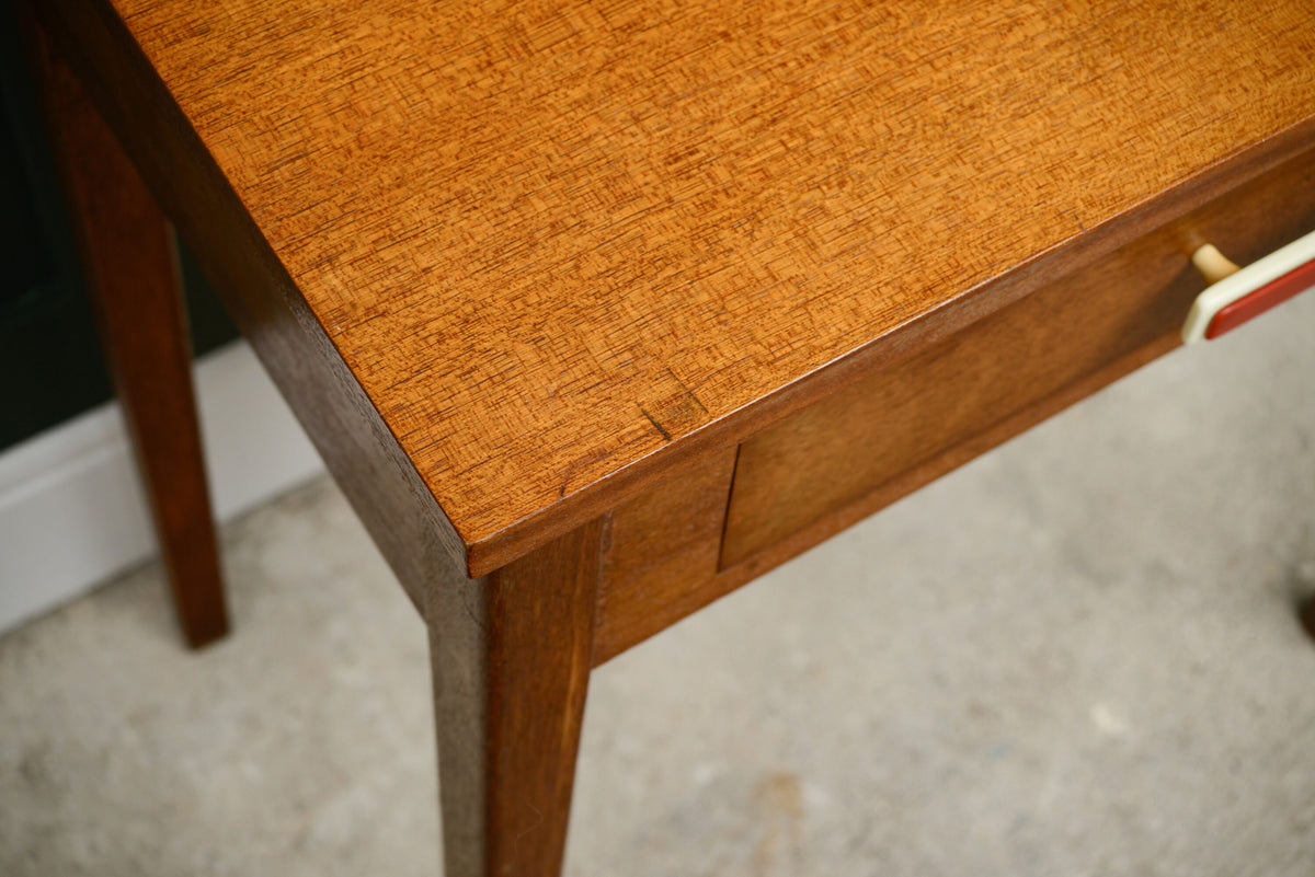 Mid Century Teak Console Table Side Table with Red Handle - 1960s