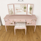 Dusky blush pink Stag Minstrel dressing table set with blossom and butterfly design.