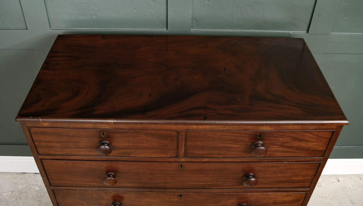 Large Georgian Mahogany Chest of Drawers - 2 Over 3