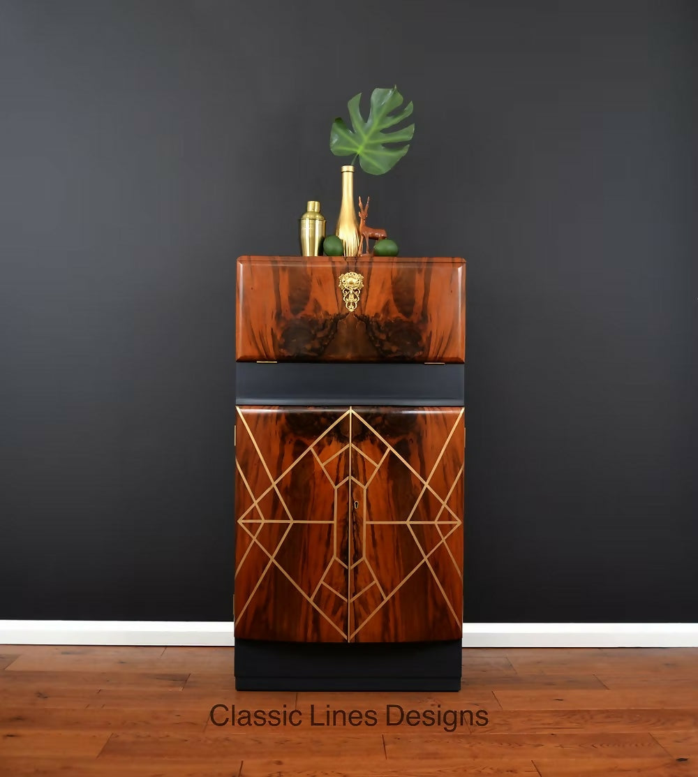 "Kikko" Art Deco Cocktail Cabinet, Vintage 1950s Drinks Cabinet