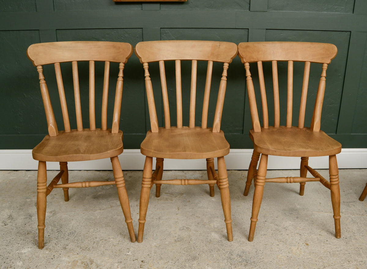 6 Rustic Farmhouse Dining Chairs - Beech - Etak Riahc
