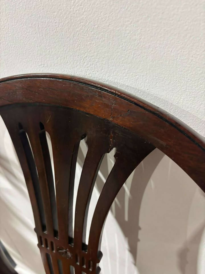Set of Six Vintage Mahogany Dining Chairs - two of which are carvers.