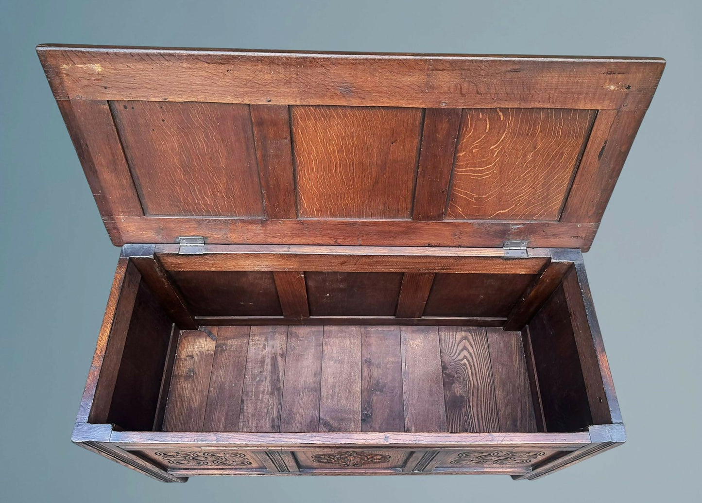 Carved Oak Blanket Box / Trunk G,T. Rackstraw of Worcester