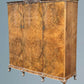 Carved Walnut and Maple Three Door Wardrobe Berick Furniture