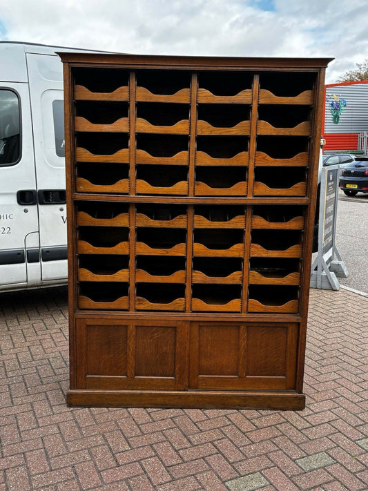 Edwardian Oak Haberdashery Cabinet With 32 Pull Out Drawers. Cupboards Below.