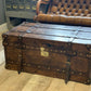 Chestnut Bridle Leather Coffee Table - Luxury Handmade English - Belted - hand Dyed