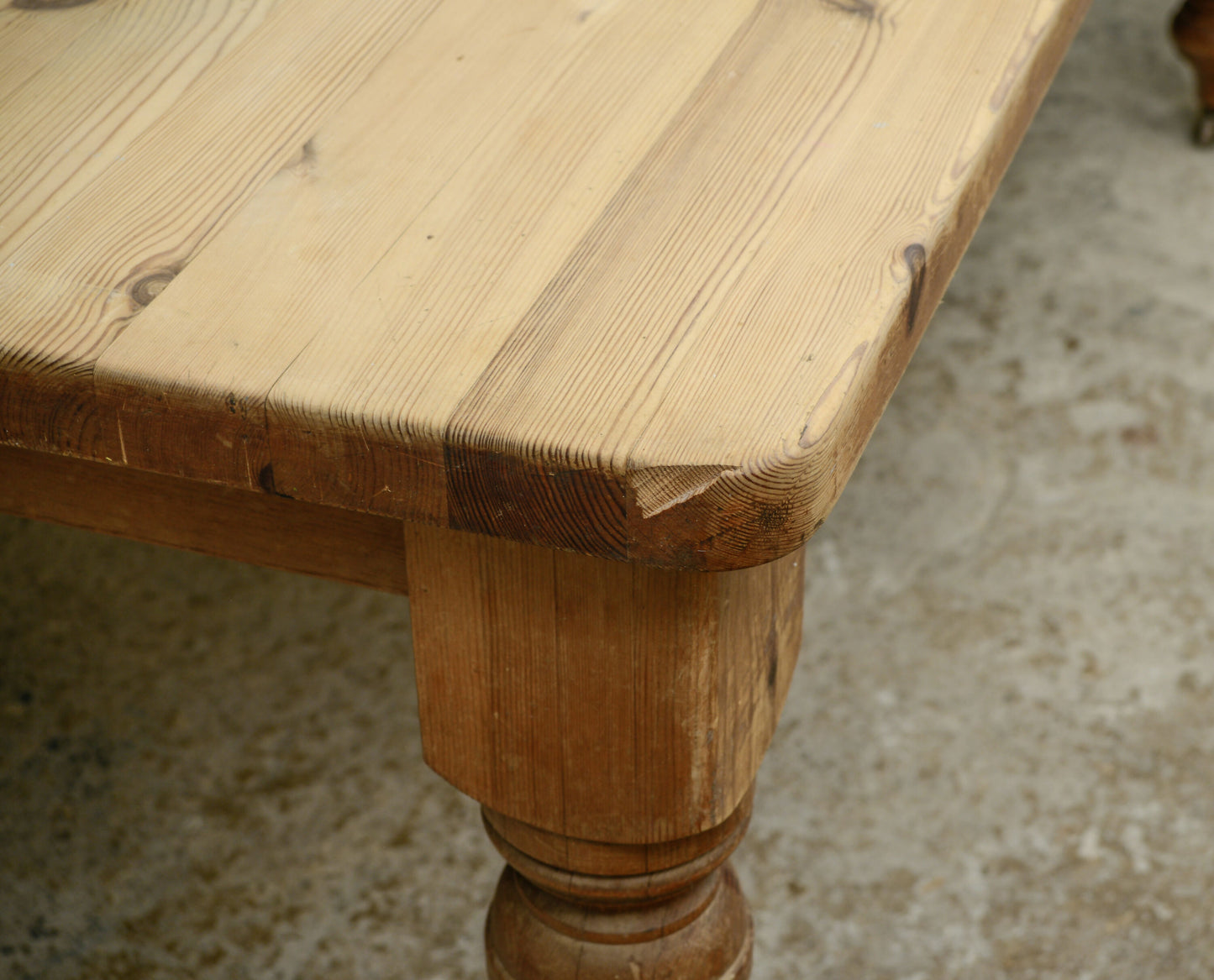 Vintage Pine Farmhouse Dining Table with Drawer on Castors - 6FT