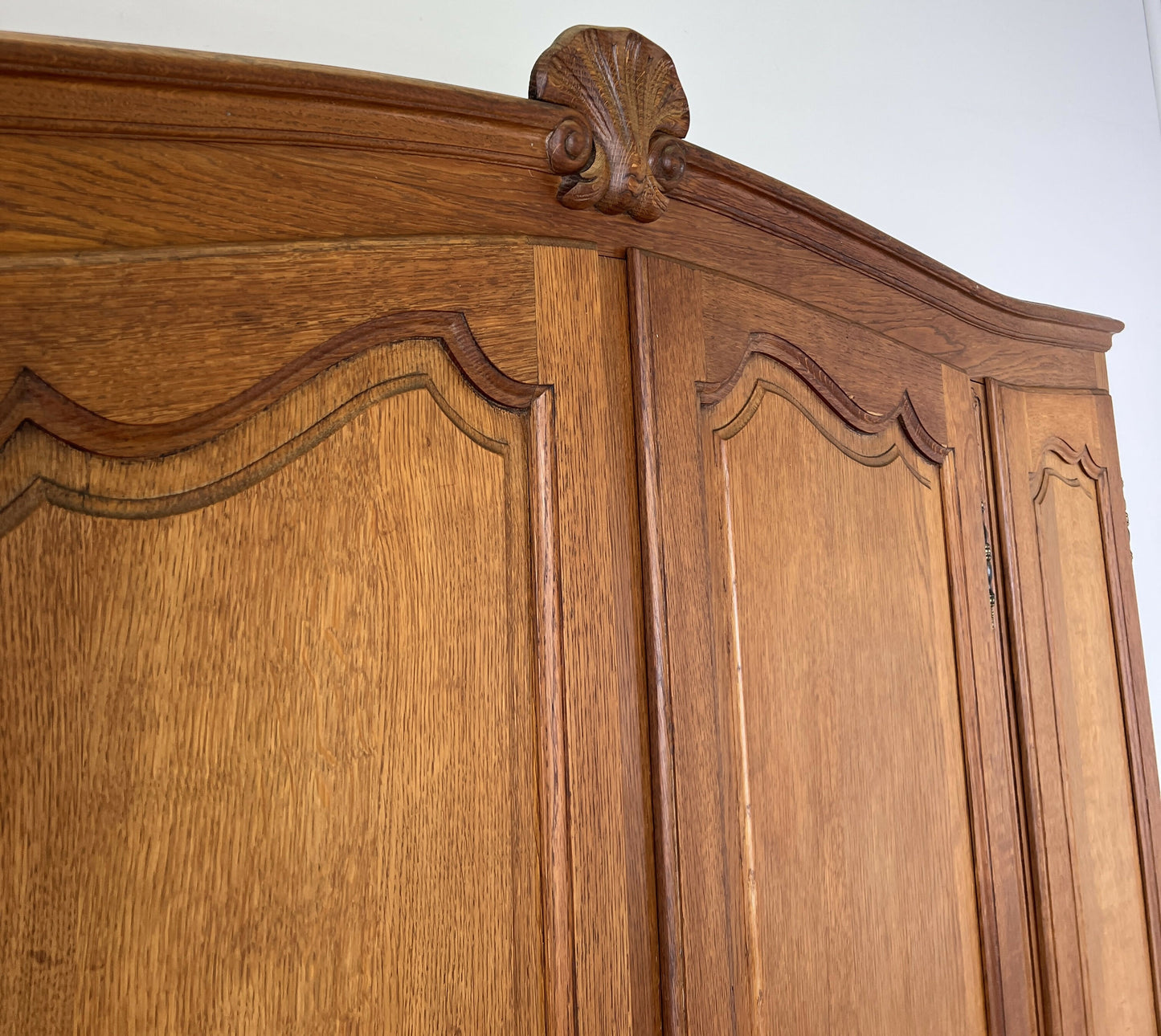 Wardrobe Vintage French Louis XVI Style Four Door Oak Carved Armoire LOT 6412