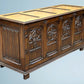 A Large Carved Oak Bedding or Blanket Box With Raised Linen Fold Panels