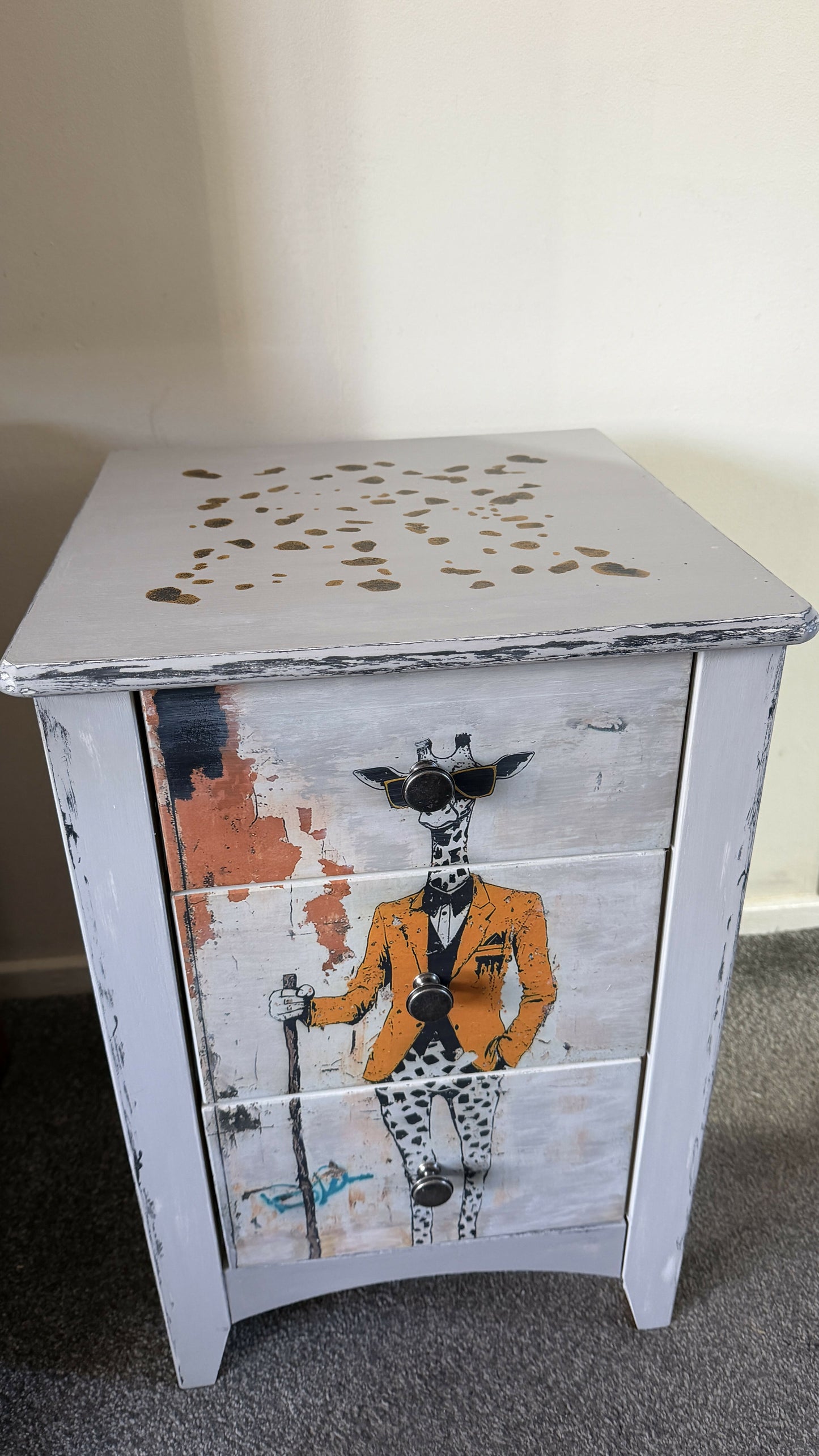 Funky Giraffe Upcycled Bedside Table