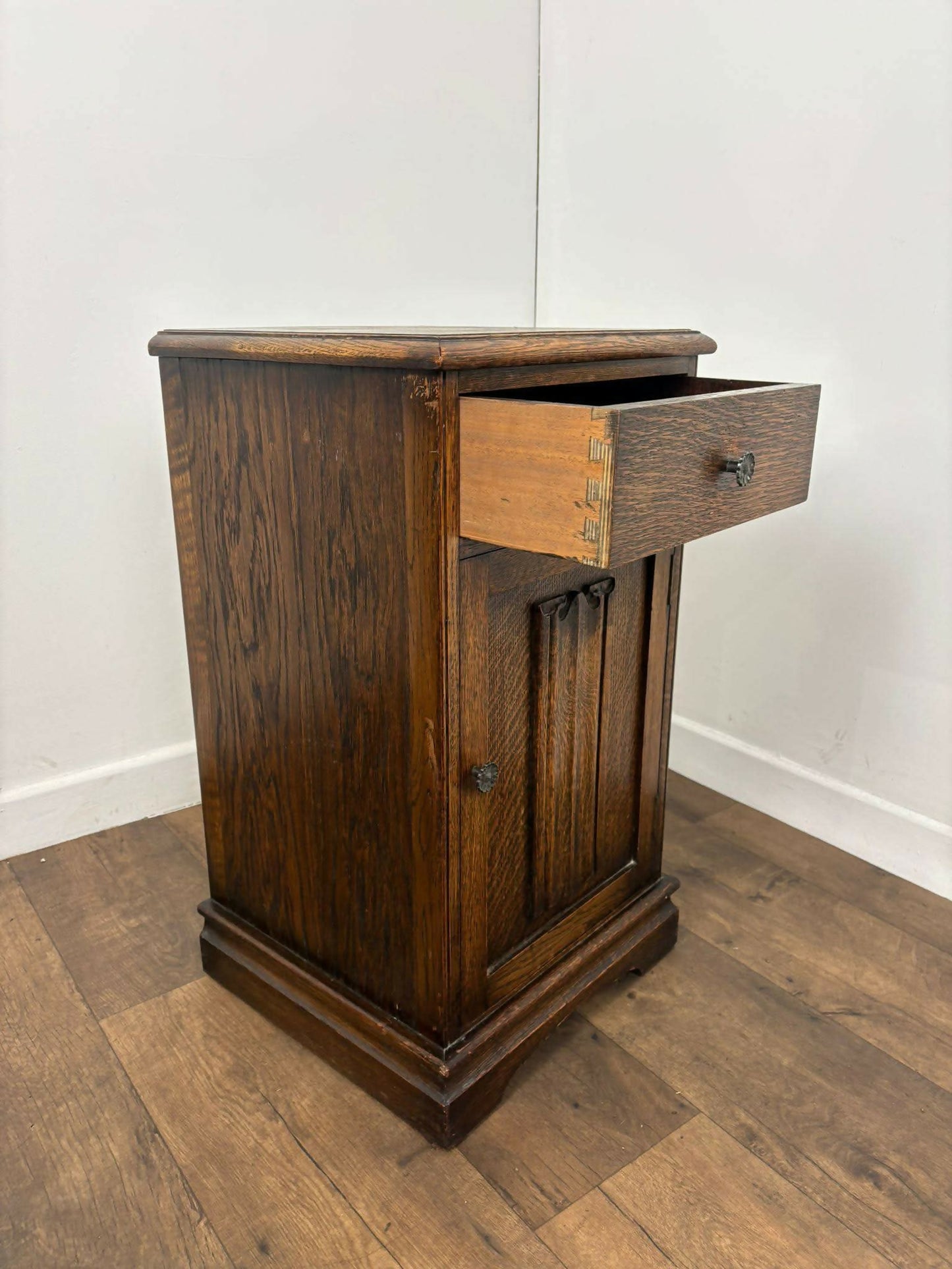 Vintage Oak Bed Side Cabinet