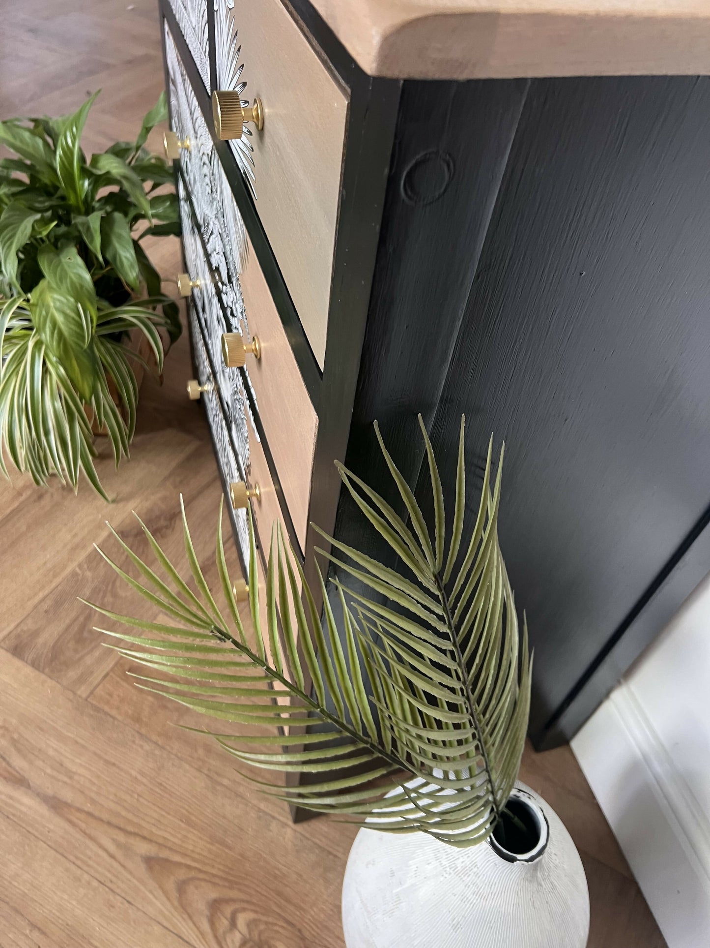 Monochrome botanical large chest of drawers
