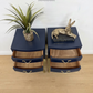 Vintage Navy Blue and Gold French Louis Style Bedside Tables, nightstands, Cabriole Legs