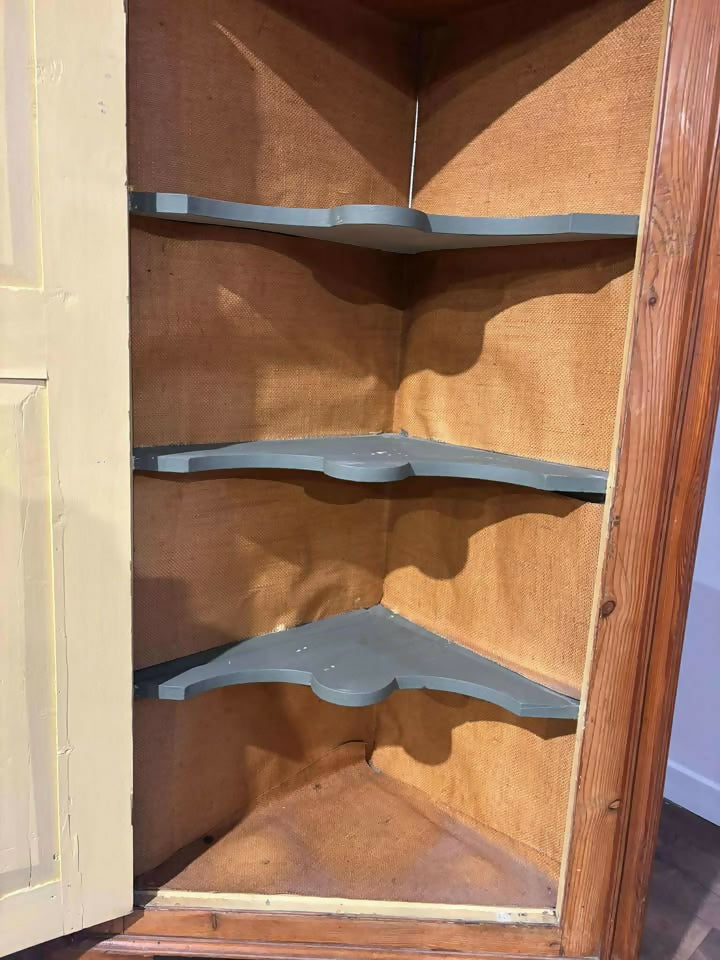 Victorian Stripped Pine Floor Standing Corner Cupboard c.1880