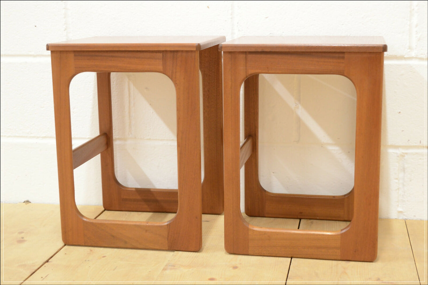 Vintage Bedside Table Set Of 2 Pair McIntosh Teak Mid Century Danish Design
