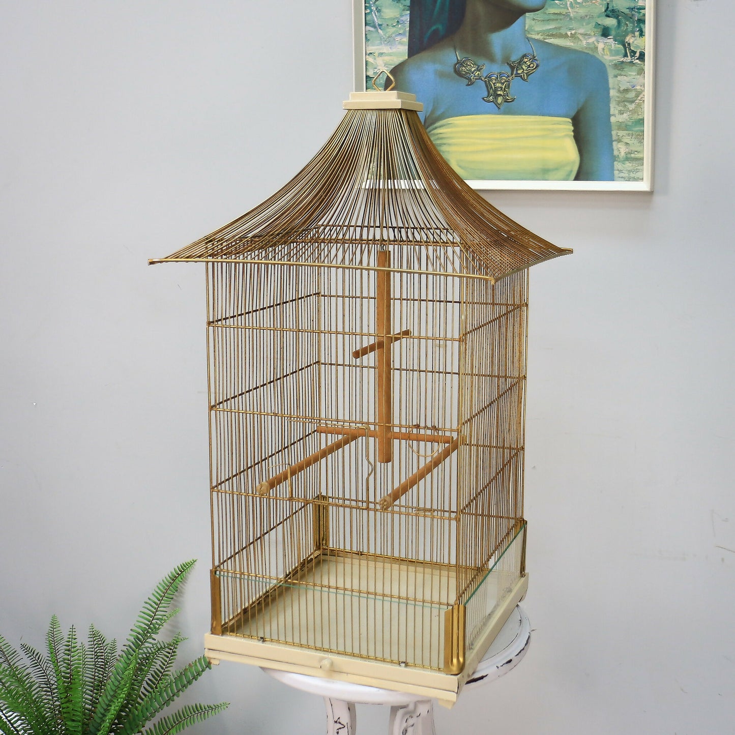 Vintage Bird Cage in Gold Colour Pagoda Style