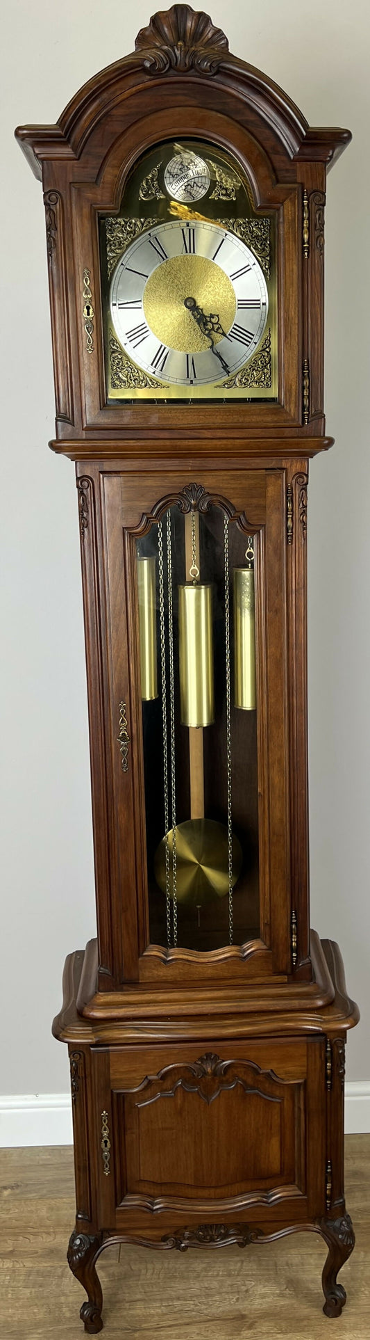 Grandfather Clock Vintage French Style Oak Carved Decorative Clock LOT 6109