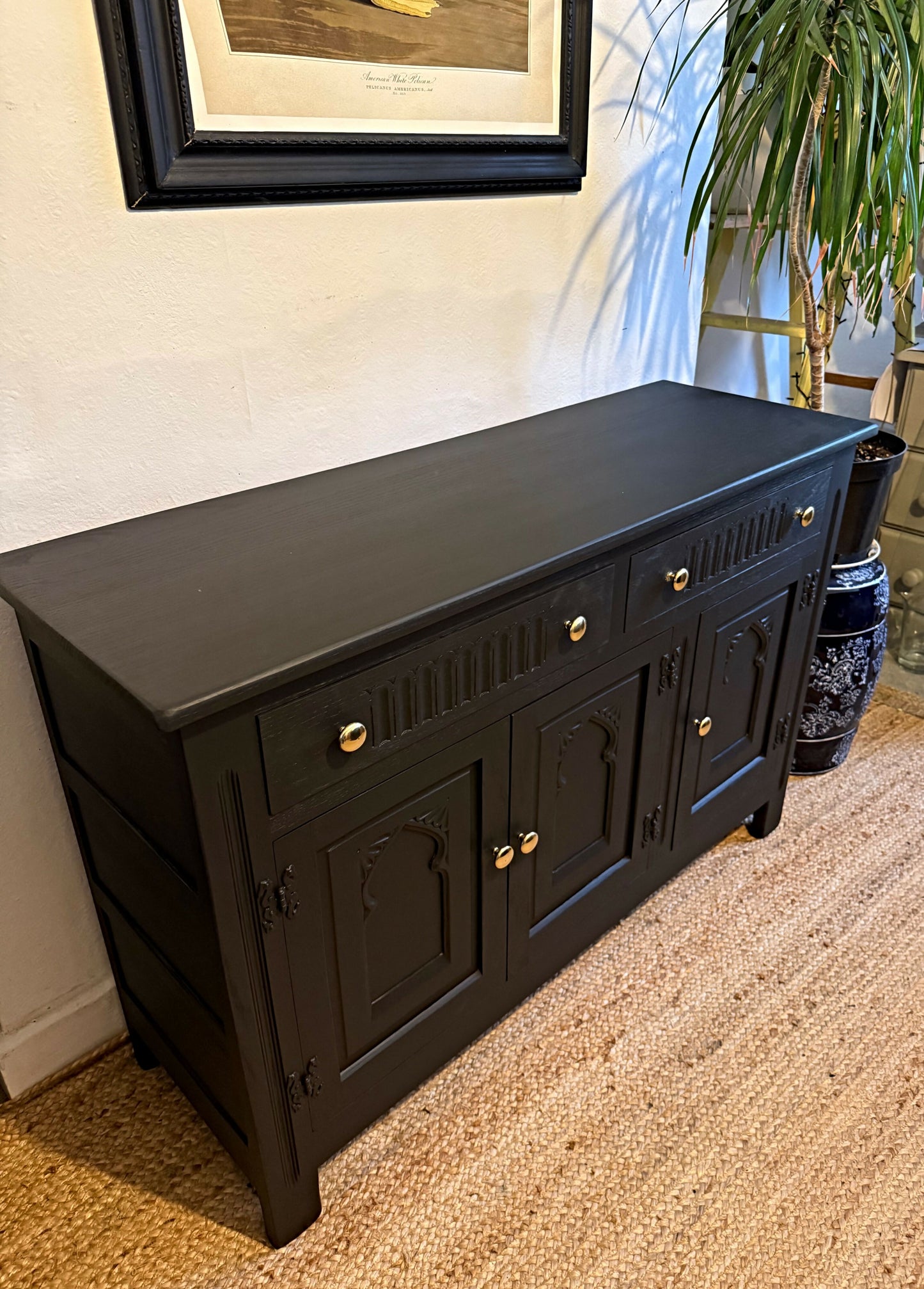 Newly refurbished oak sideboard black by Webber furniture