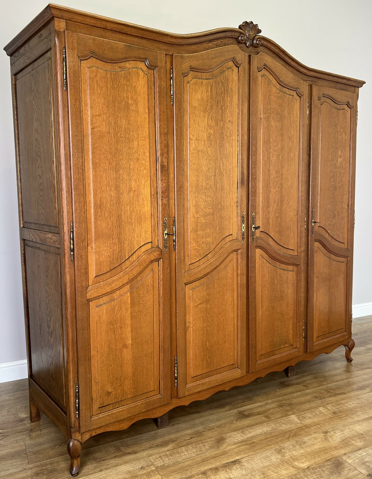 Wardrobe Vintage French Louis XVI Style Oak Four Door Carved Armoire LOT 6500
