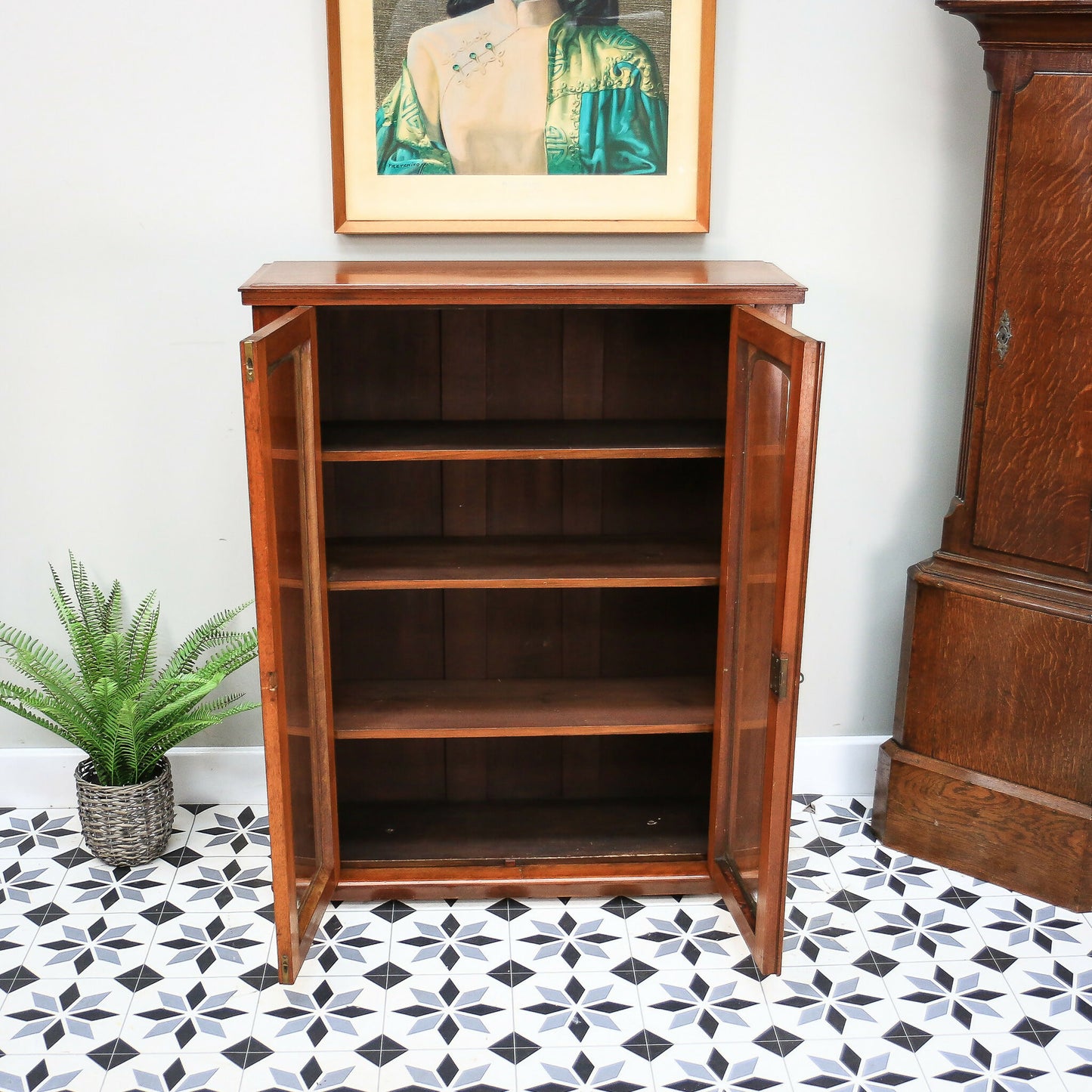 Antique Bookcase Victorian Glazed Bookcase Cabinet in Mahogany