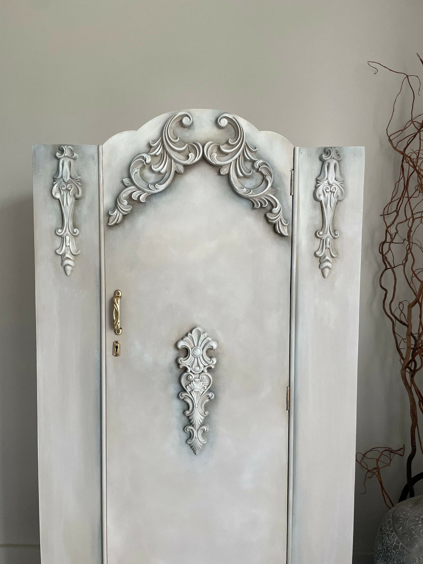 Single vintage wardrobe, hand painted neutral colours