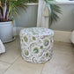 Footstool, Drum Style Stool, Indian Botanical Theme Newly Reupholstered in Nina Campbell Linen