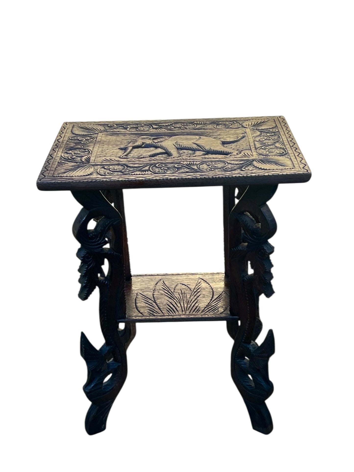 Antique Anglo Asian Ebonised Elephant side table
