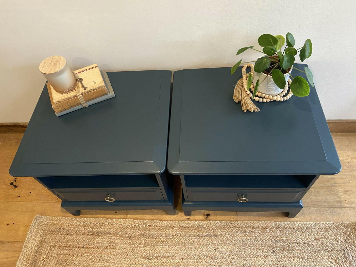Stag bedside cabinets one drawer, pair