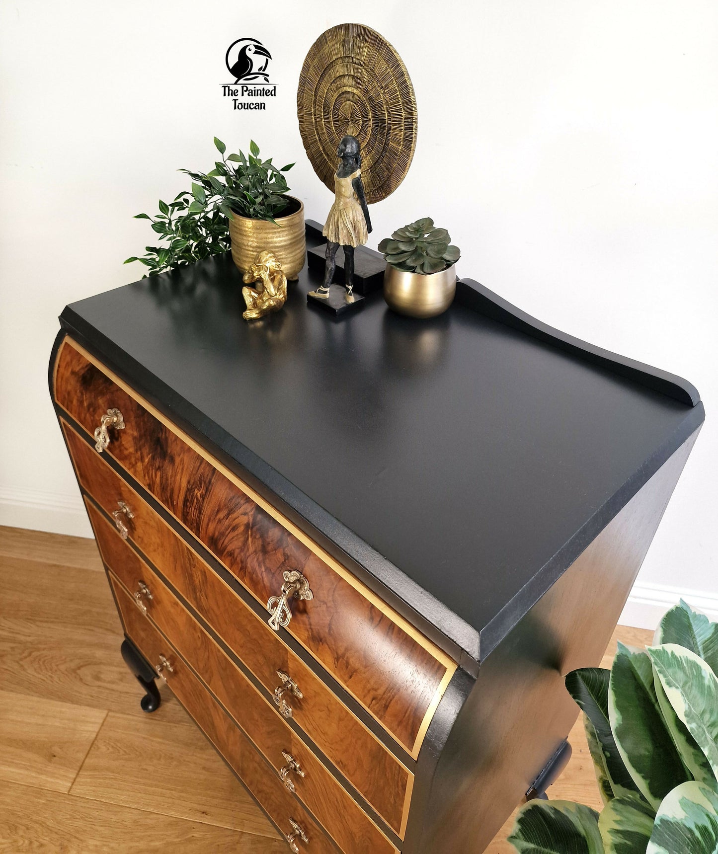 Tall Art Deco Walnut Chest of Drawers