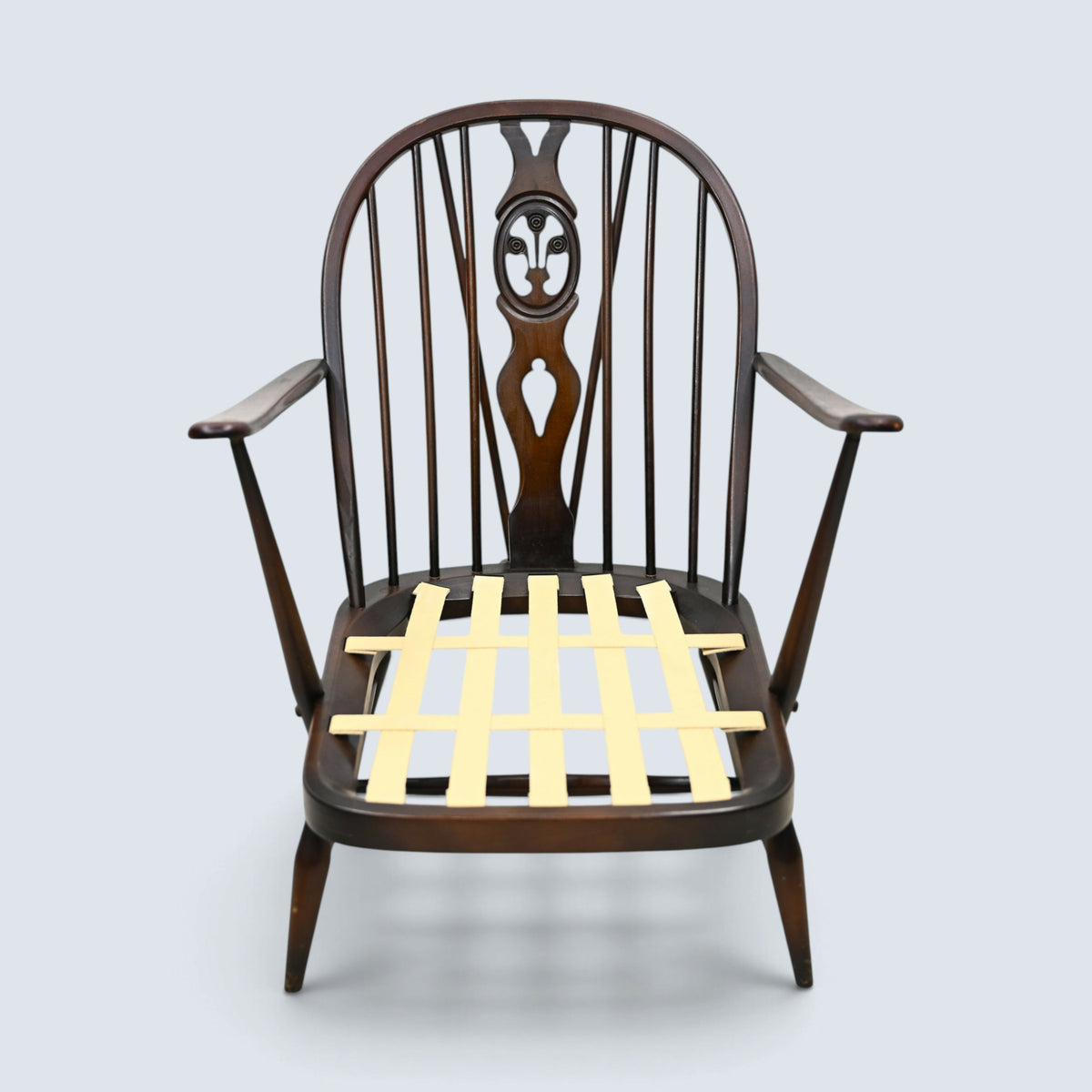 Ercol Fleur-De-Lyes Easy Chair New Webbing Traditional Dark FREE UK Delivery*