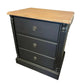 Refinished Black Bedside Tables Pair Vintage Nightstands Wood Top 3 Drawer Cabin