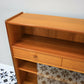 Nathan Teak Slimline Bookcase Wall Unit with Glass Doors and Two Drawers