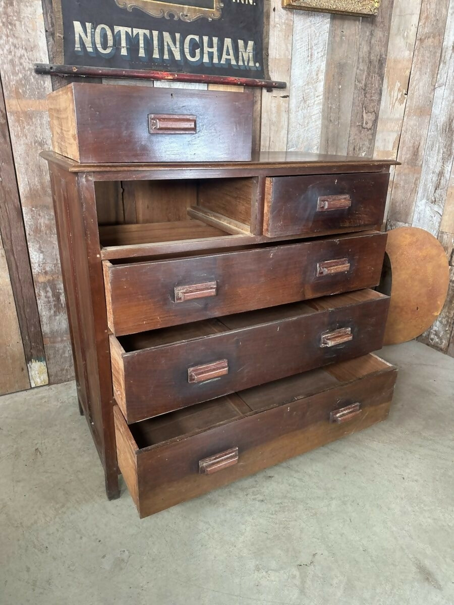 Antique Art Deco Mahogany Two over Three Chest of Drawers, Harris Lebus