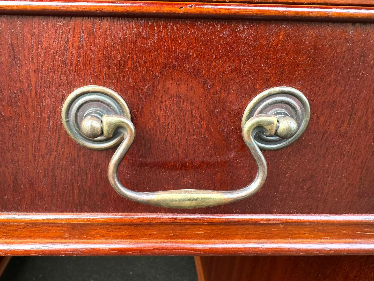Mahogany Pedestal Writing Desk With Leather Top