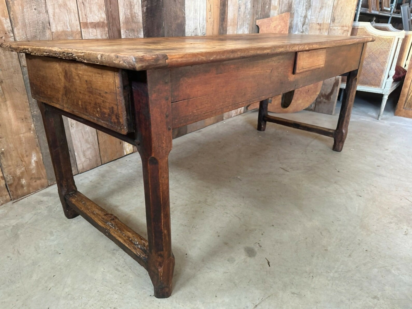 Antique French Fruitwood Refectory Farmhouse Dining Table, c1820. L201