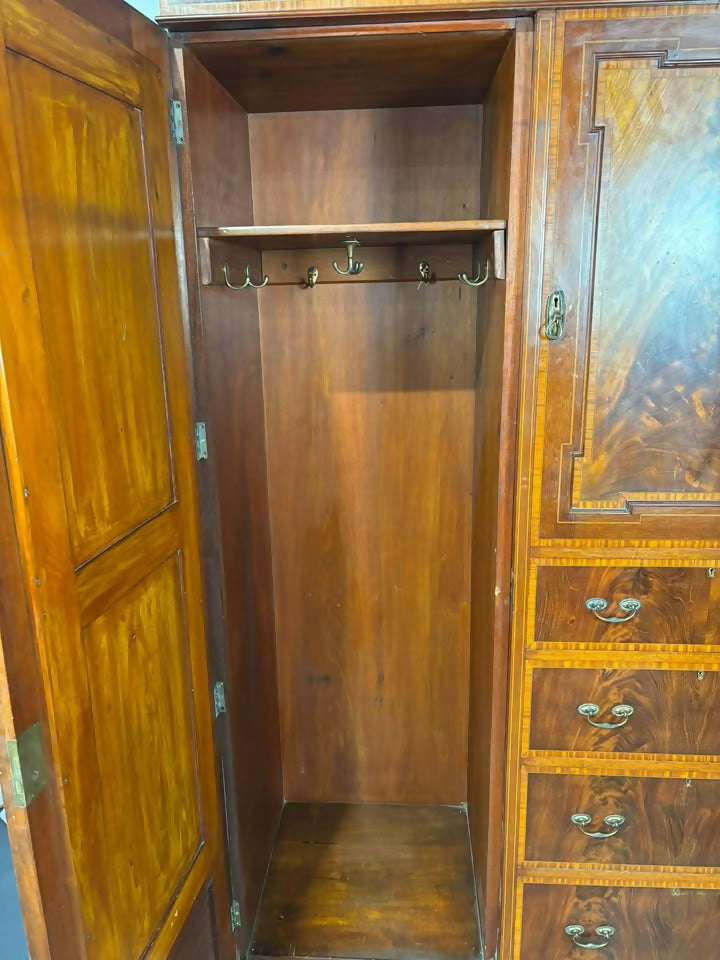 Edwardian Crossbanded Mahogany Triple Fitted Compactum