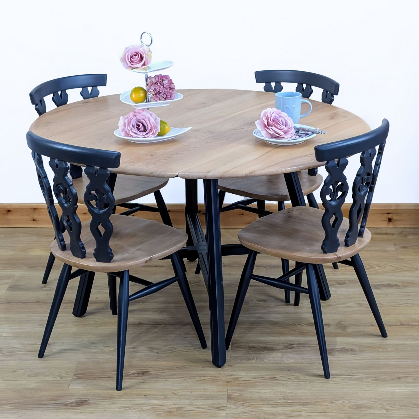 Ercol table & chairs - leaves up 2