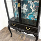 Bespoke Glass Door Display Cabinet With Turquoise Crane Bird Design