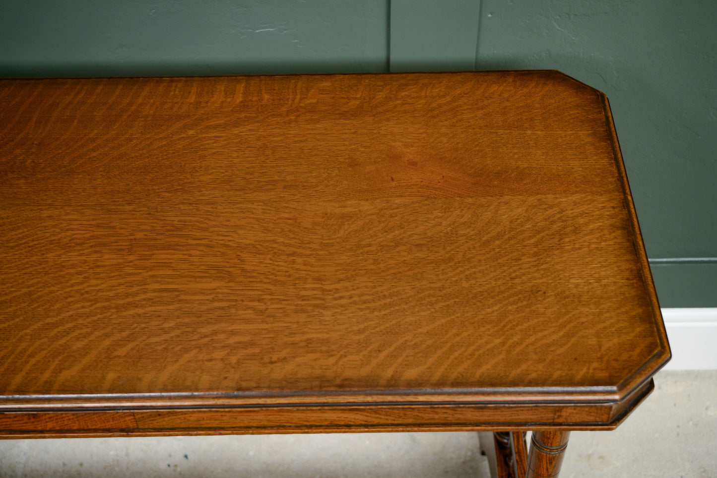 Antique Solid Oak Console Table - Medium Golden Finish